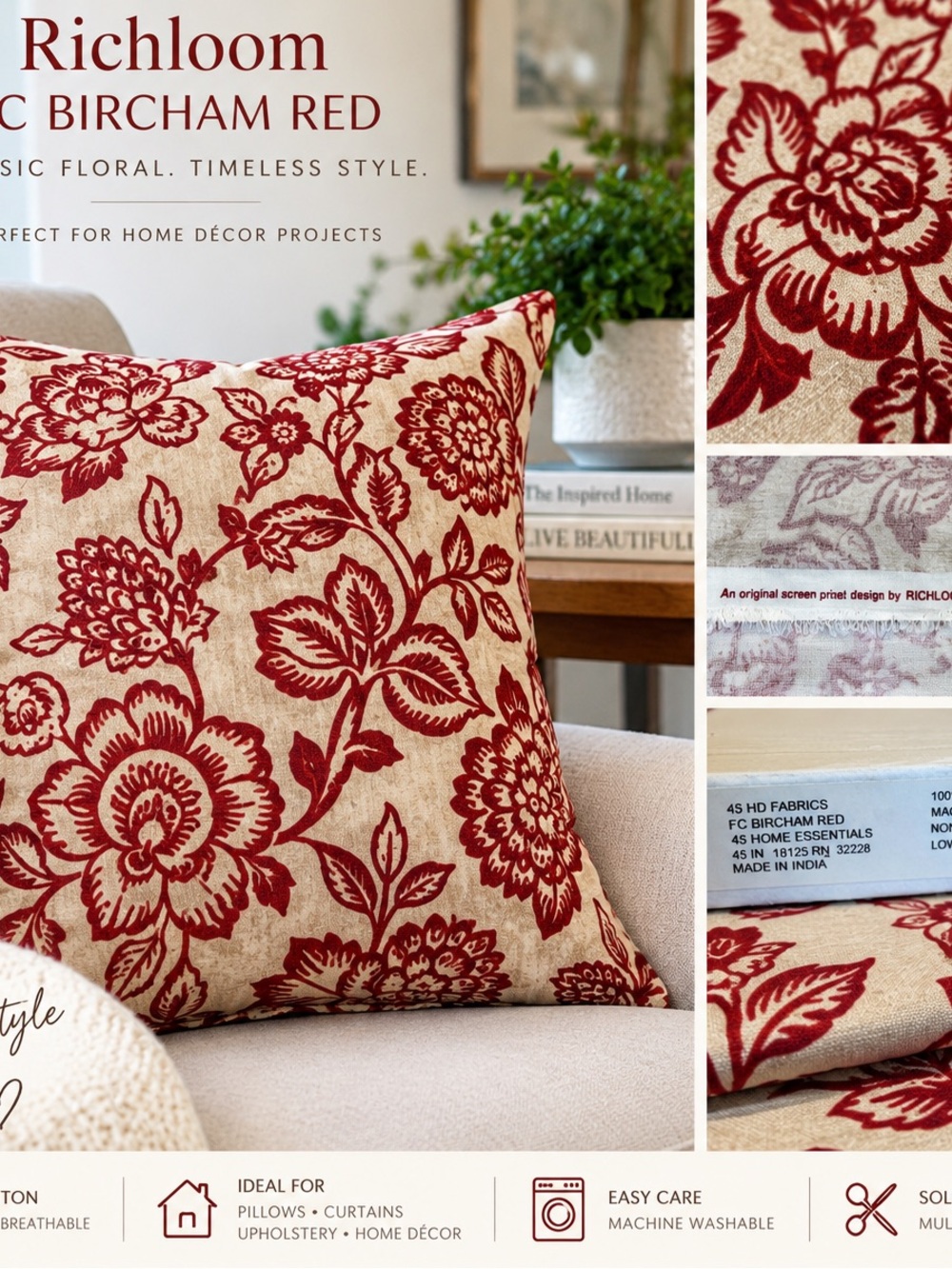 Richloom Bircham 100% Cotton Canvas Fabric